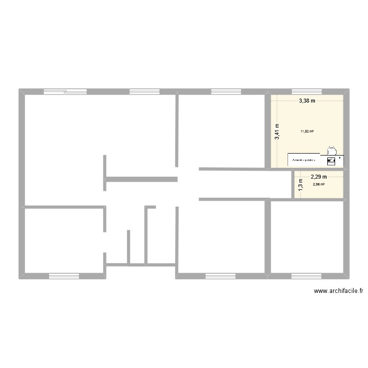 Maison. Plan de 2 pièces et 15 m2