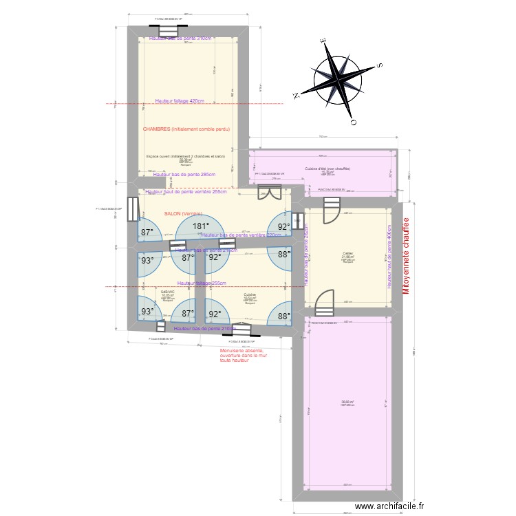 TESSON. Plan de 6 pièces et 159 m2