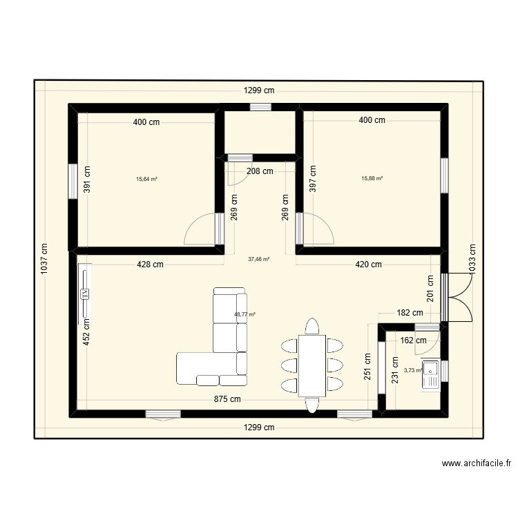 1projet. Plan de 5 pièces et 219 m2