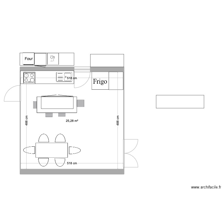 Cuisine 4. Plan de 1 pièce et 25 m2