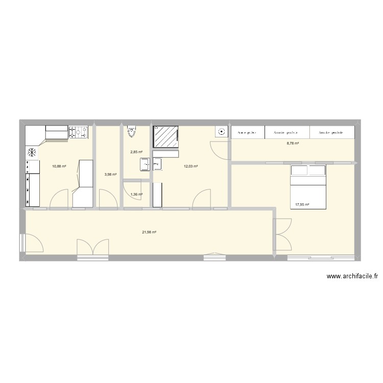 grange1. Plan de 8 pièces et 80 m2