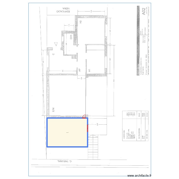 platja. Plan de 1 pièce et 132 m2