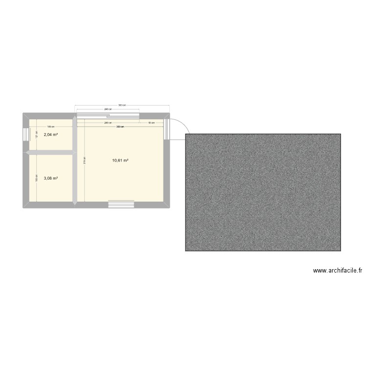 Pavillon. Plan de 3 pièces et 16 m2