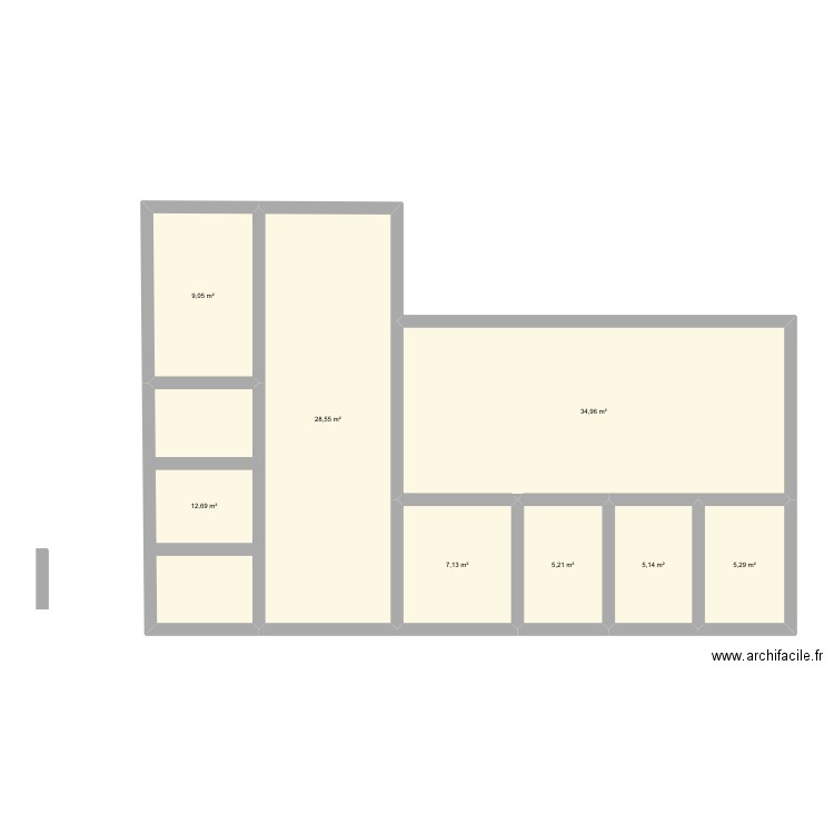 Toilette . Plan de 8 pièces et 108 m2