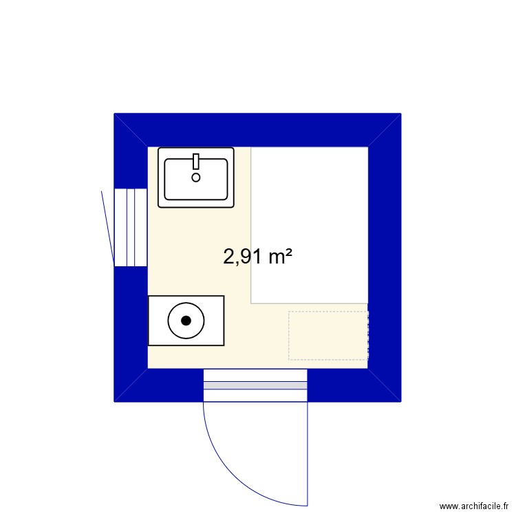 st am. Plan de 1 pièce et 3 m2