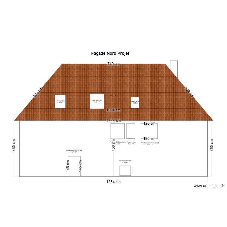 façade Nord Projet. Plan de 0 pièce et 0 m2