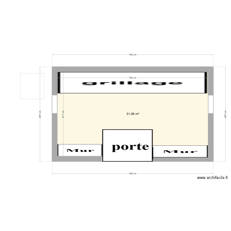 Poulailler 4. Plan de 1 pièce et 31 m2