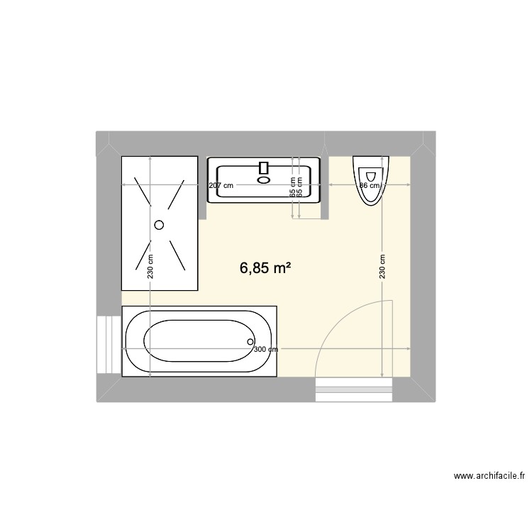 sdb1. Plan de 1 pièce et 7 m2