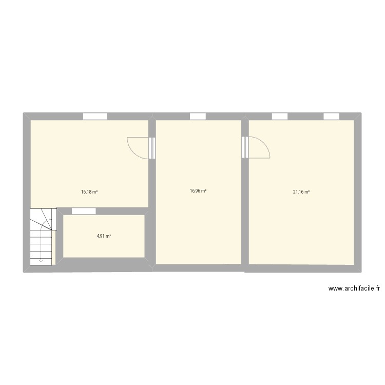 Rdc. Plan de 4 pièces et 67 m2