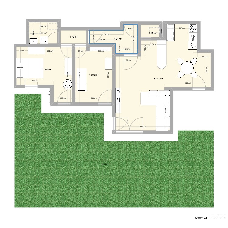 aazrc. Plan de 7 pièces et 66 m2