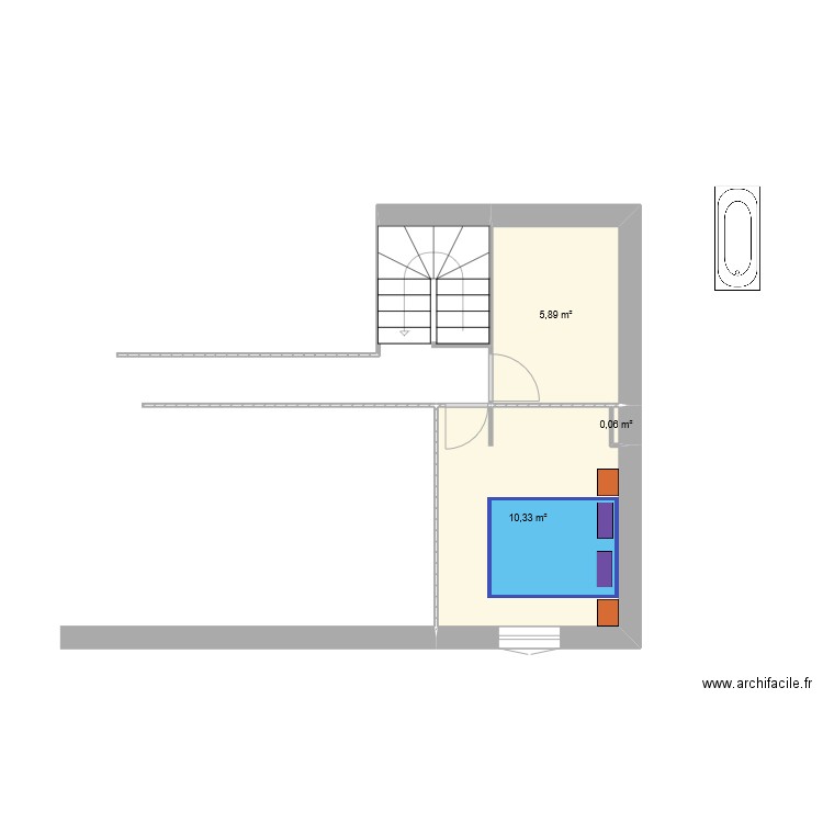 salles de bain. Plan de 3 pièces et 16 m2