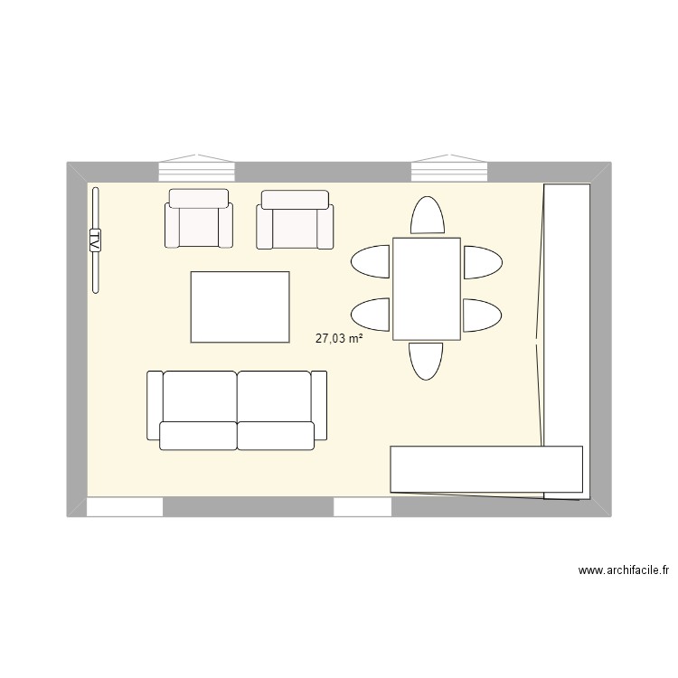 Séjour 53 v4. Plan de 1 pièce et 27 m2