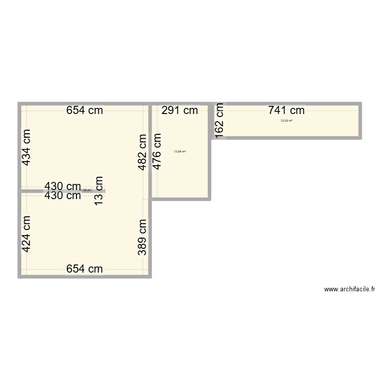 t2 gite. Plan de 3 pièces et 82 m2