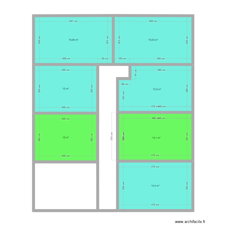 étage maison. Plan de 7 pièces et 95 m2