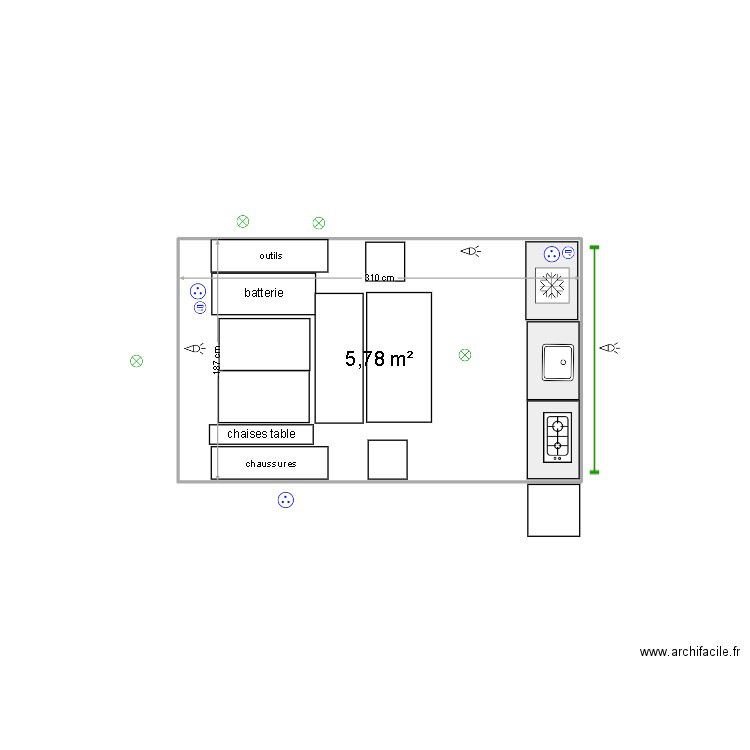 hilux 3. Plan de 1 pièce et 6 m2