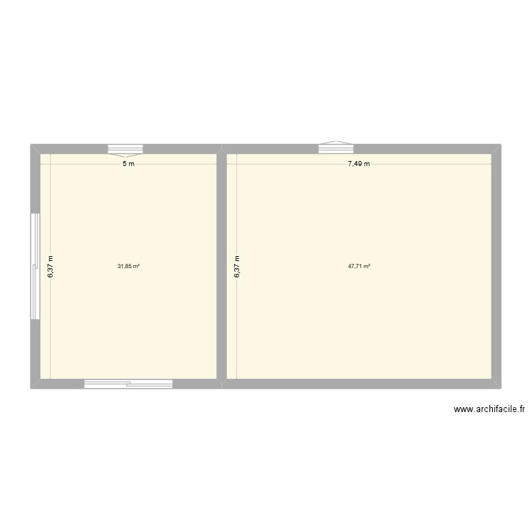 maison initial. Plan de 2 pièces et 80 m2