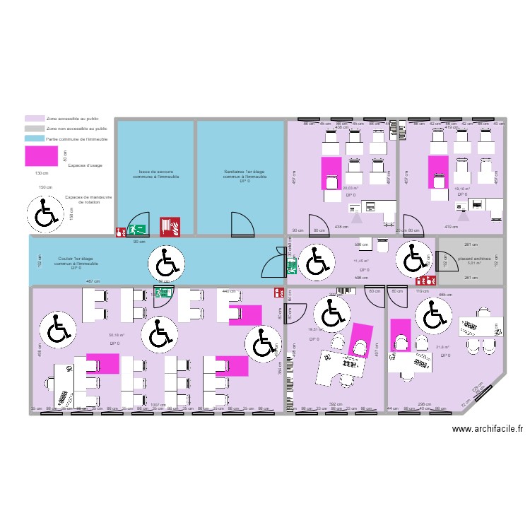 8-C VILLEURBANNE : Espaces de manœuvre de rotation. Plan de 10 pièces et 197 m2