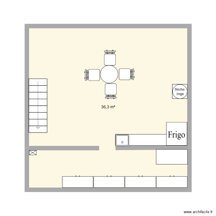 STOCKAGE. Plan de 1 pièce et 36 m2