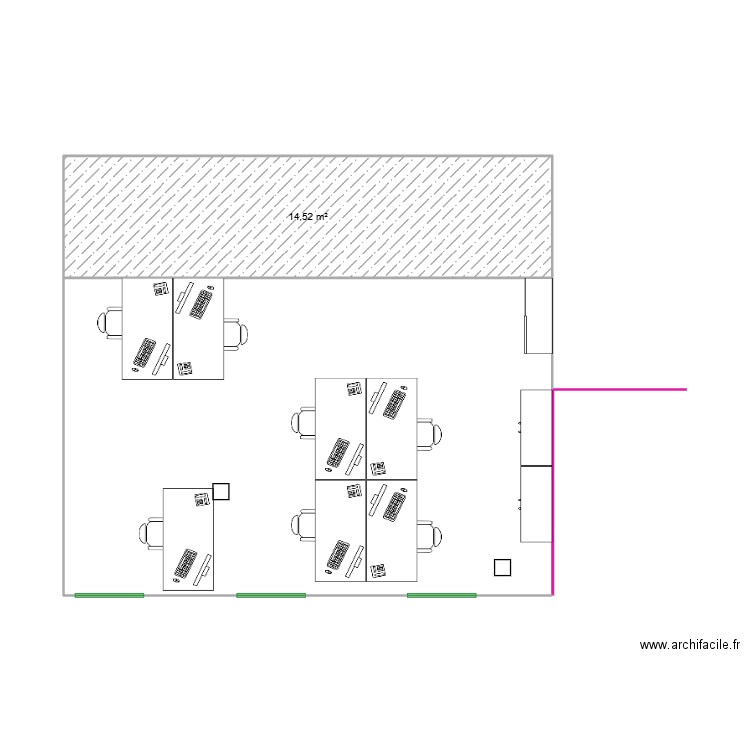 Version 2 1*4+1*3. Plan de 1 pièce et 15 m2