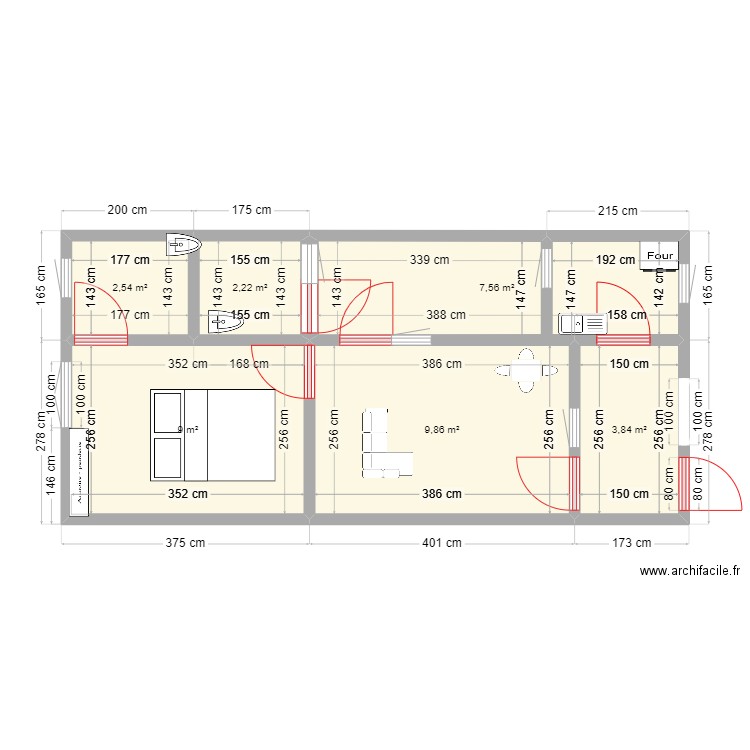 SIKENSI 2. Plan de 6 pièces et 35 m2