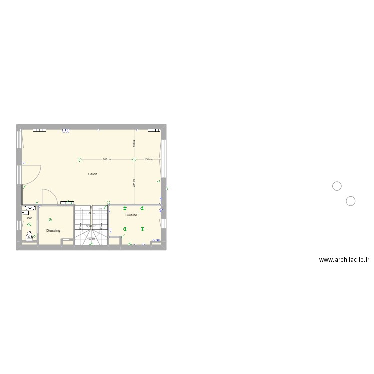 M1 Niveau RDC technique. Plan de 9 pièces et 43 m2