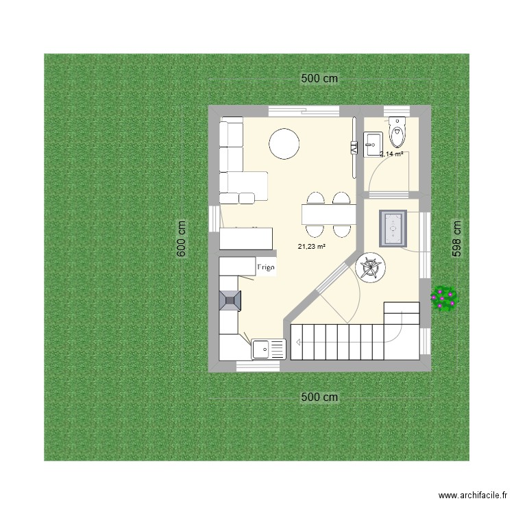 AURELIEN BEVER. Plan de 2 pièces et 23 m2