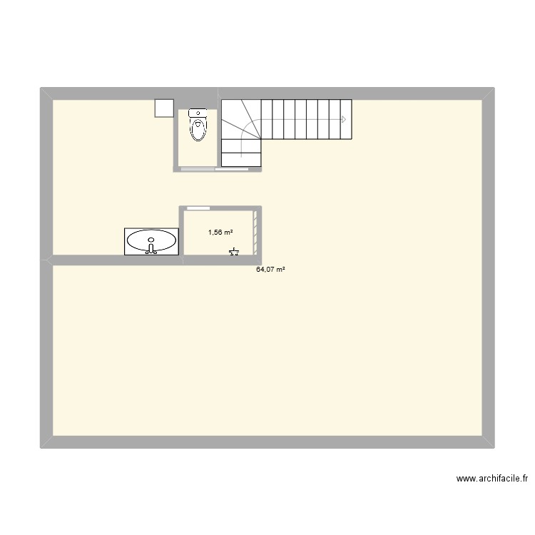 Suizy n°4 2eme SDB. Plan de 2 pièces et 66 m2