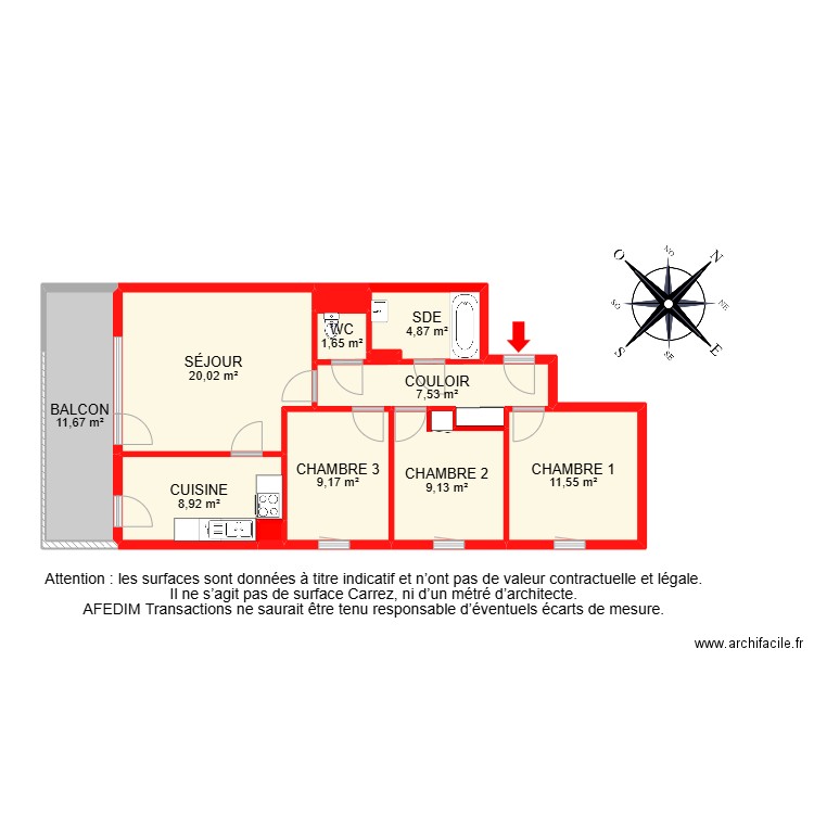 BI 23635. Plan de 13 pièces et 98 m2