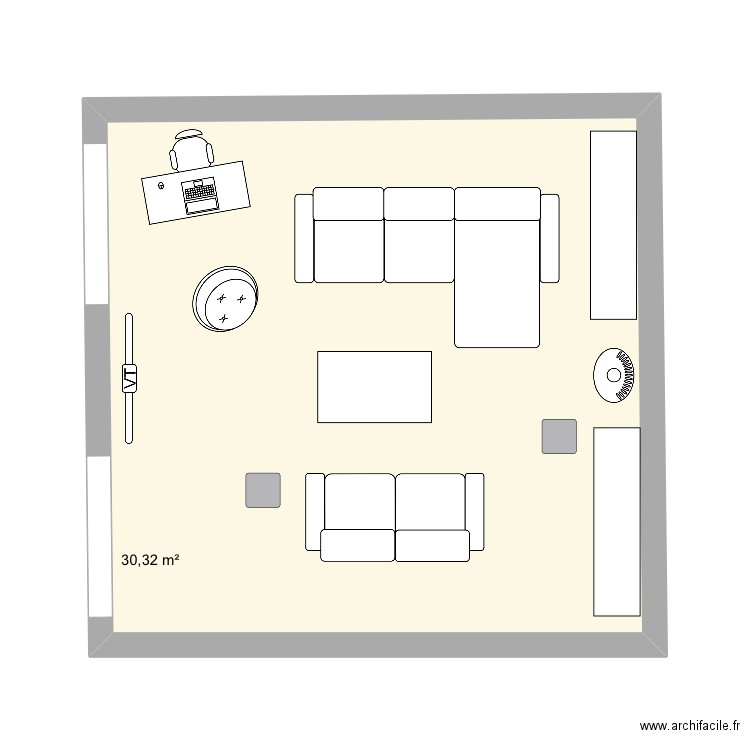 Plan salon 30. Plan de 1 pièce et 30 m2