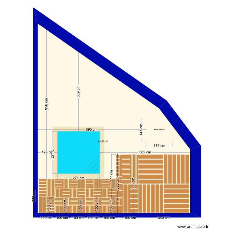 Extérieur V2. Plan de 1 pièce et 85 m2