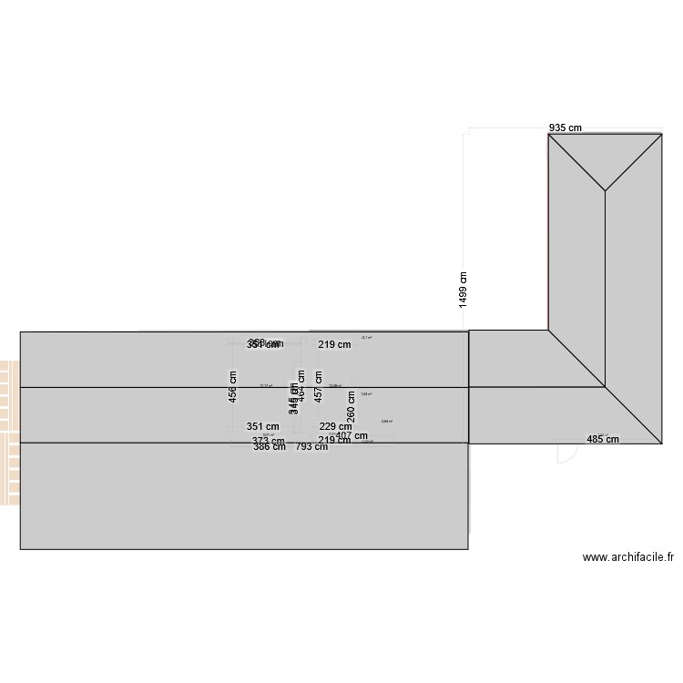 Les Hogues - modification phase 2 - avec toiture. Plan de 21 pièces et 257 m2