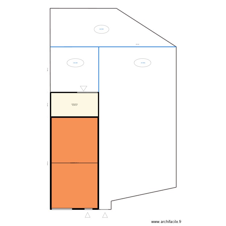 Abri Jardin. Plan de 1 pièce et 59 m2