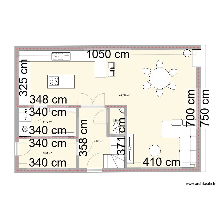 maison 1 . Plan de 5 pièces et 71 m2