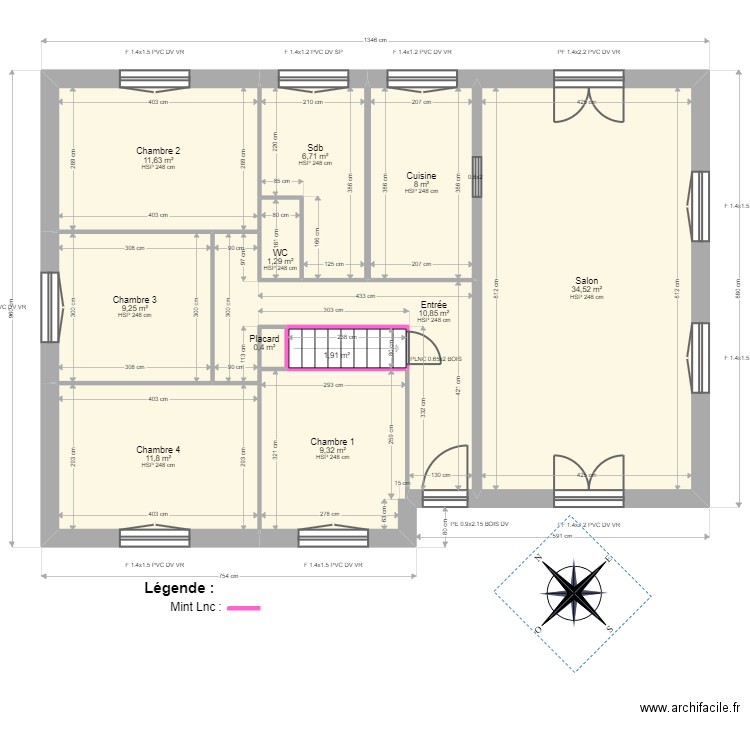 ML24011383. Plan de 16 pièces et 216 m2