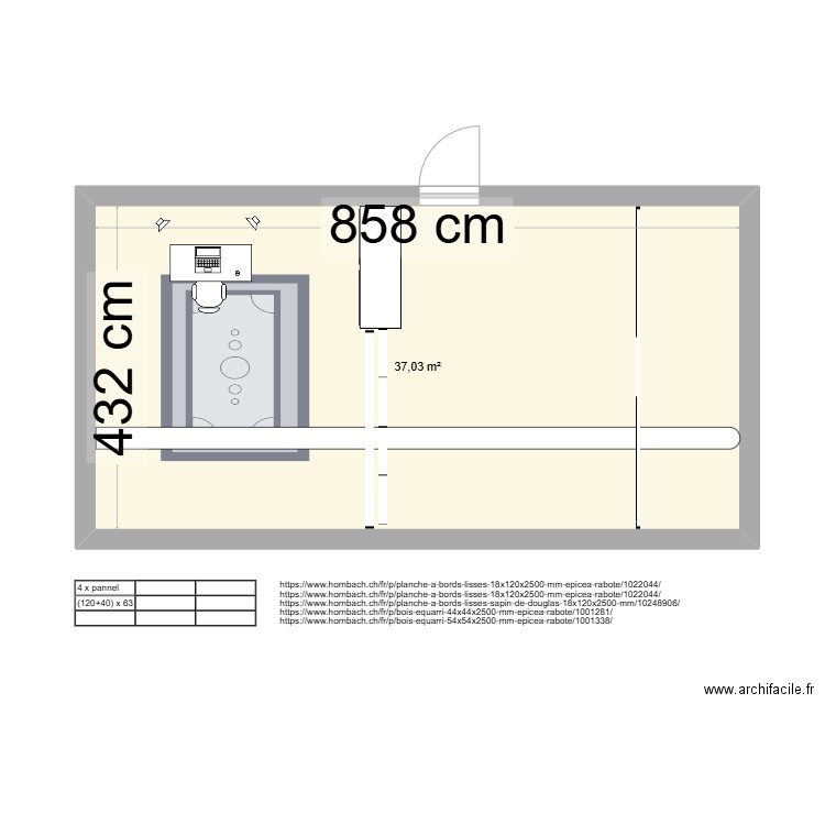 Maki studio. Plan de 1 pièce et 37 m2