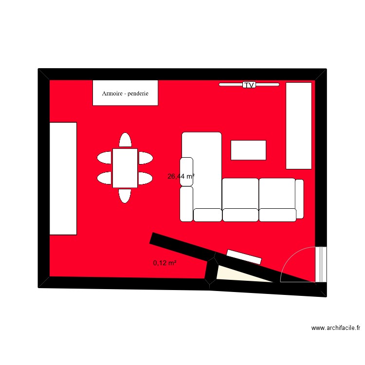 Appart 1. Plan de 2 pièces et 27 m2