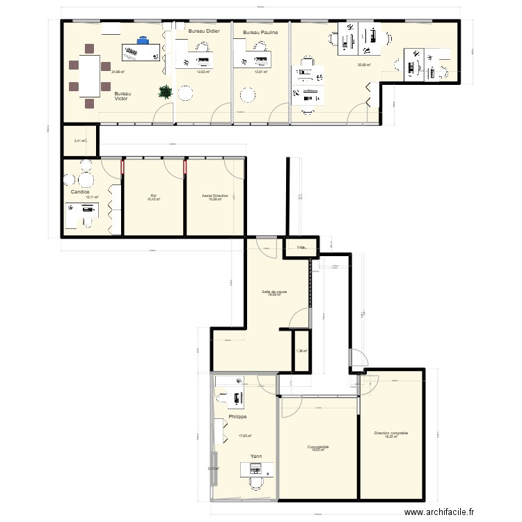 Bureaux SI 2eme étage.01.2025-V7. Plan de 15 pièces et 190 m2