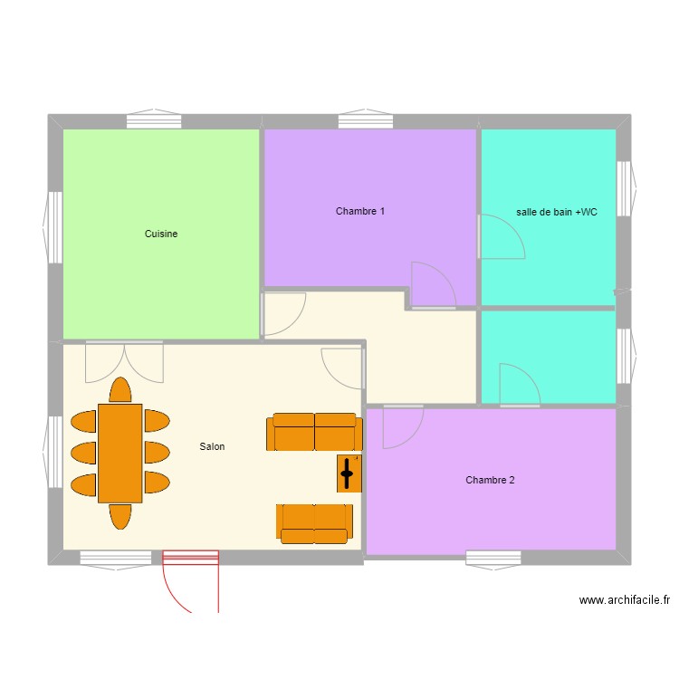 MAISON LISSES. Plan de 6 pièces et 74 m2