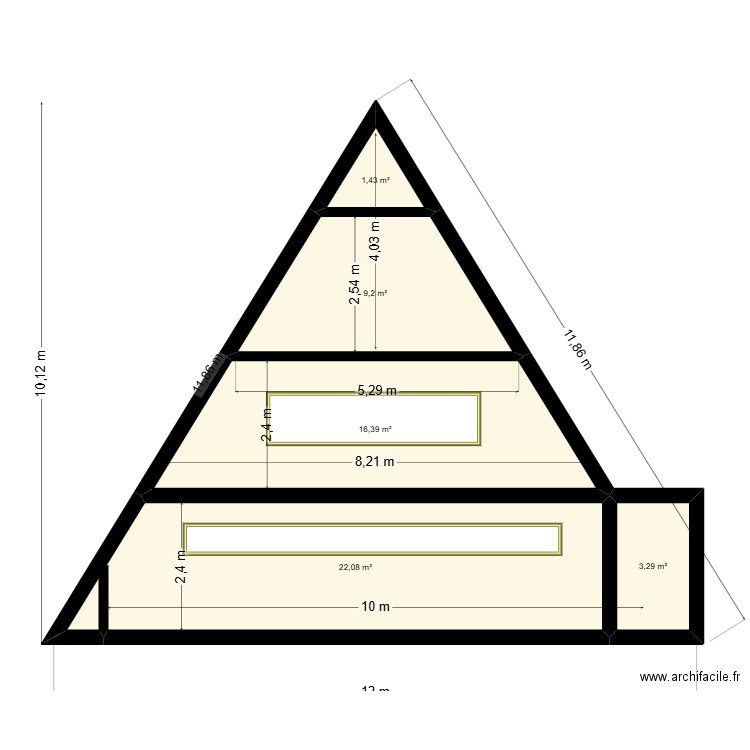 facade avant. Plan de 5 pièces et 52 m2