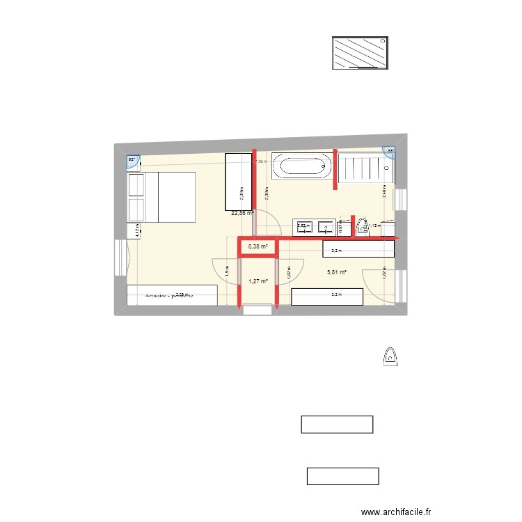 extension4. Plan de 4 pièces et 30 m2