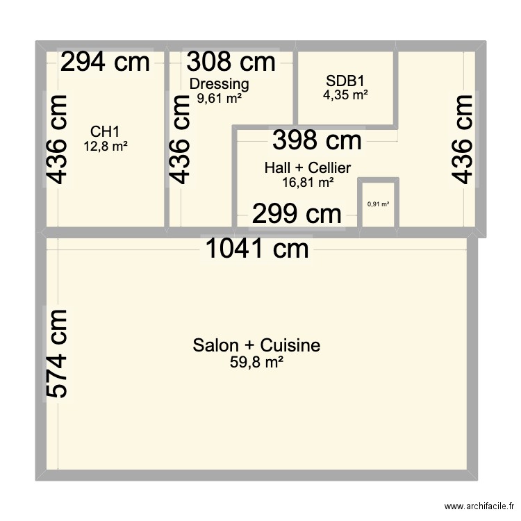 Maison. Plan de 6 pièces et 104 m2