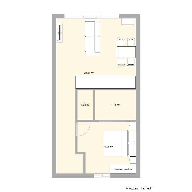 Appart mélissa. Plan de 4 pièces et 46 m2