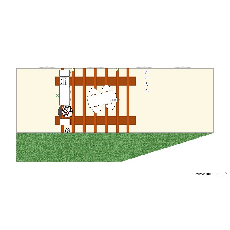 Terrasse V1.1. Plan de 1 pièce et 48 m2