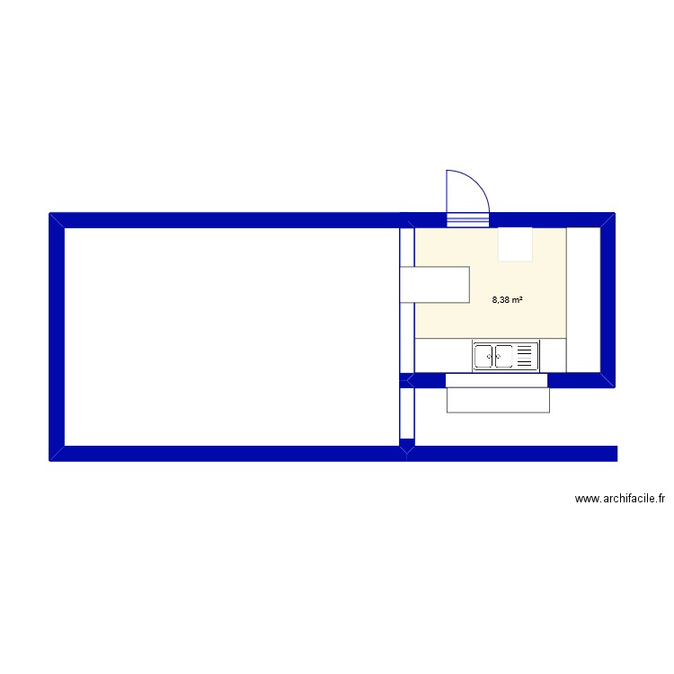 cuisine cathy. Plan de 1 pièce et 8 m2