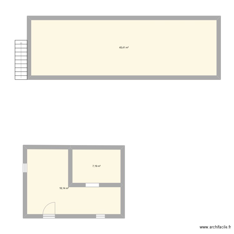 cave et grenier . Plan de 3 pièces et 71 m2