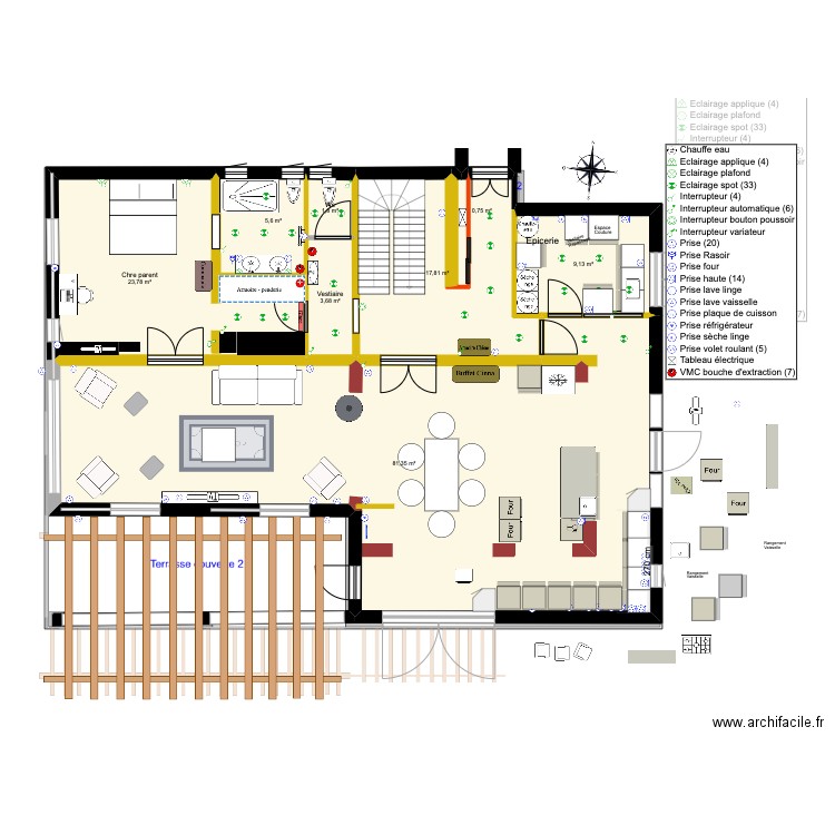 Cuisine ines2. Plan de 34 pièces et 427 m2