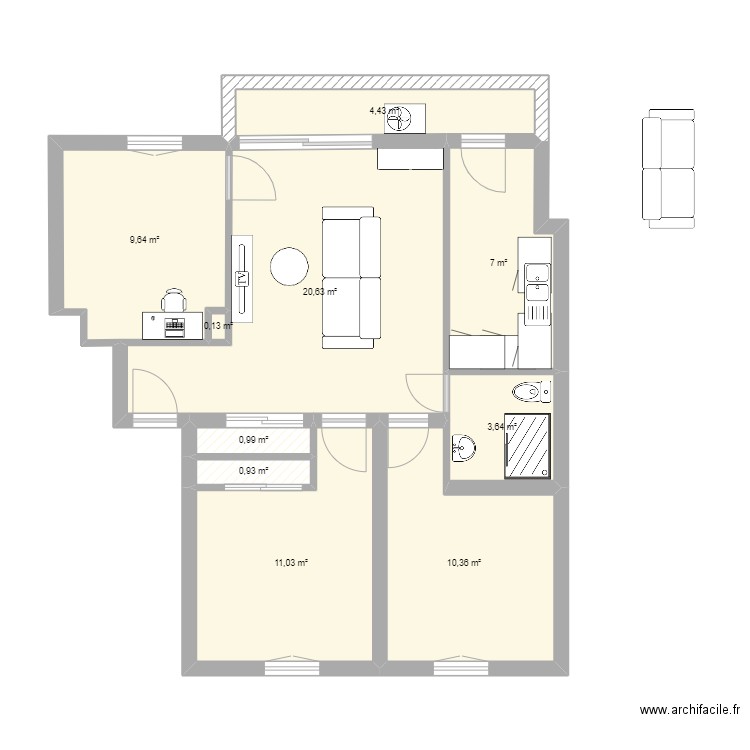 Appartement Plans Original. Plan de 10 pièces et 69 m2