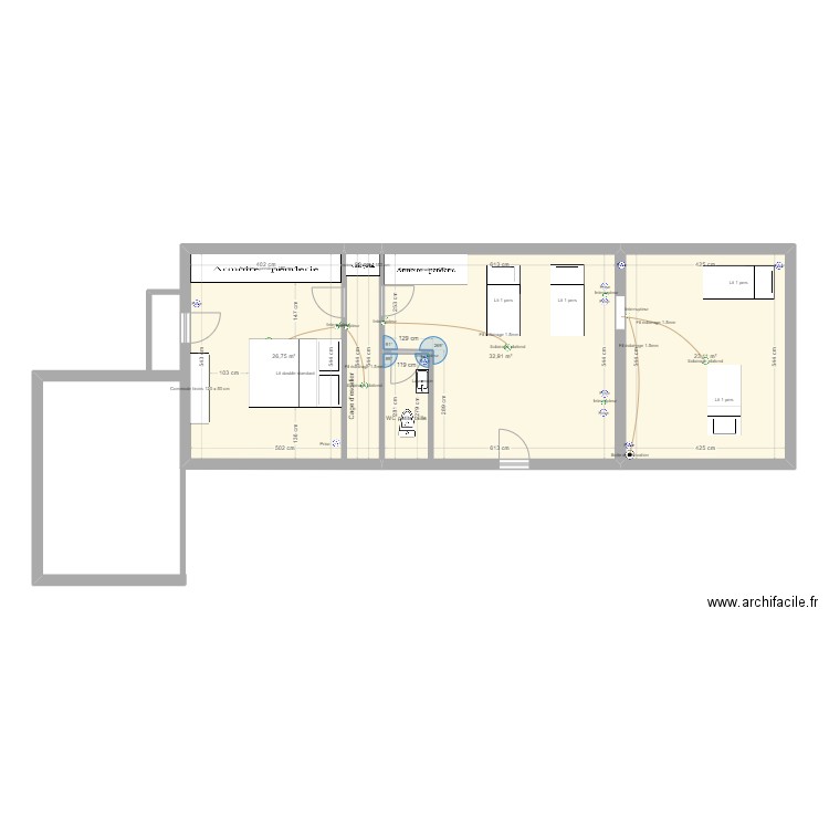 Maison Etage (Aménagement). Plan de 3 pièces et 83 m2