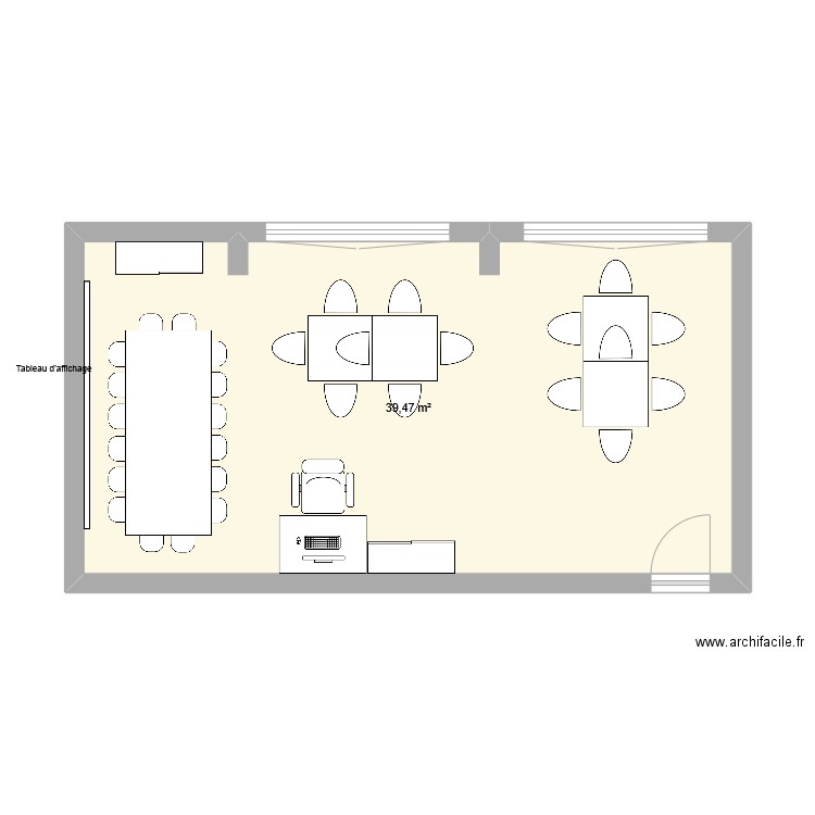 Salle 200. Plan de 1 pièce et 39 m2