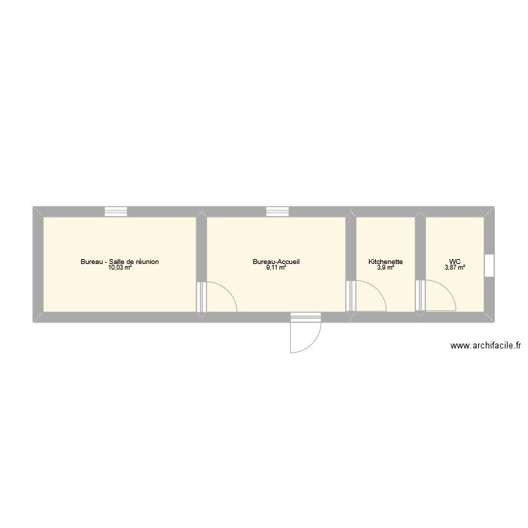 Bungalow CCDS. Plan de 4 pièces et 27 m2